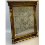REPRODUCTION GILT FRAMED WALL MIRROR, REGENCY STYLE - with bevelled edge to the glass, 68.5cms H,