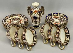 ROYAL CROWN DERBY TWIN HANDLED VASE - 16cms tall and a quantity of Royal Crown Derby Imari