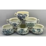 CHAMBER POTTY PLANTER POTS (6) - in various blue and white patterns to include a matched pair by