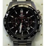 CASIO EDIFICE SOLAR POWERED STAINLESS STEEL BRACELET WRISTWATCH - Model No 5274, in original box