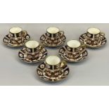 ROYAL STAFFORD IMARI STYLE COFFEE CANS & SAUCERS - a set of six
