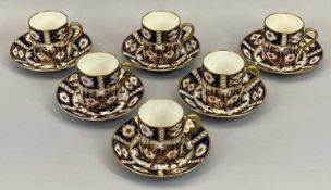 ROYAL STAFFORD IMARI STYLE COFFEE CANS & SAUCERS - a set of six