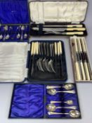 CASED & BOXED CUTLERY GROUP - to include knives, forks, teaspoons, carver set
