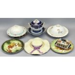 CHINA ASSORTMENT - to include Copeland Spode and another lidded muffin dish, losol ware butter dish,