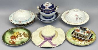 CHINA ASSORTMENT - to include Copeland Spode and another lidded muffin dish, losol ware butter dish,