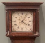 JACKSON, DOLGELLY ANTIQUE OAK LONGCASE CLOCK with 12ins square painted dial set with Roman