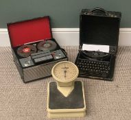 VINTAGE HOME OFFICE GOODS (3) to include a set of Salter Grosvenor scales no. 20100, Remington Envoy