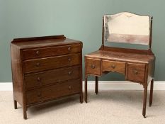 CIRCA 1940 MAHOGANY TWO PIECE BEDROOM SUITE comprising four drawer chest, 110cms H, 99cms W, 50cms D