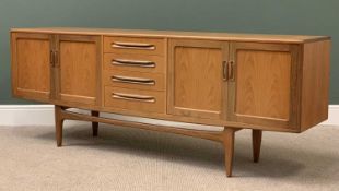 MID-CENTURY G-PLAN FRESCO LONG SIDEBOARD having four central drawers and twin double opening