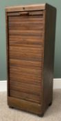 VINTAGE OAK TAMBOUR FRONT DOCUMENT CABINET, locking with key, 115cms H, 44cms W, 36cms D