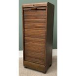 VINTAGE OAK TAMBOUR FRONT DOCUMENT CABINET, locking with key, 115cms H, 44cms W, 36cms D