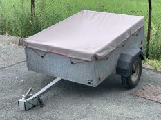 CADDY 535 SINGLE AXLE TRAILER with cover, 500kg capacity, 220cms L overall, 152cms W including wheel