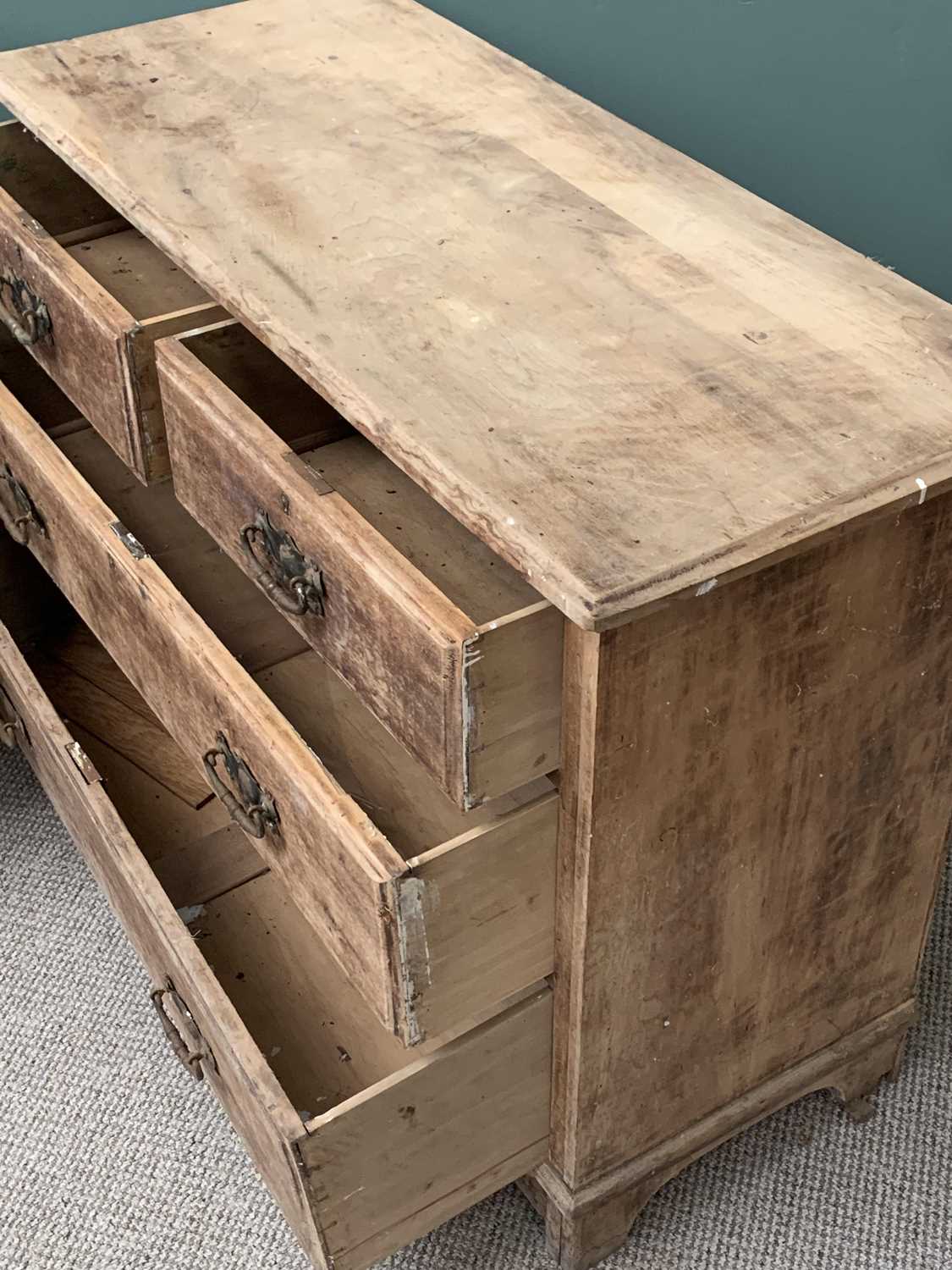 TWO STRIPPED VINTAGE CHESTS to include a three long drawer example with turned wooden knobs, 78cms - Image 4 of 6