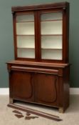VICTORIAN MAHOGANY CWPWRDD GWYDR having twin glazed door top section over a base with single long