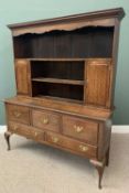 19th CENTURY SHROPSHIRE OAK DRESSER, the upper rack having wide backboards and shaped front