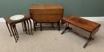 VINTAGE & LATER TABLES to include an oak barley twist gate leg table with piecrust top, 73cms H,
