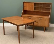 AVALON MID-CENTURY TEAK SIDEBOARD, 137cms H, 136cms W, 46cms D and a similar extending dining table,