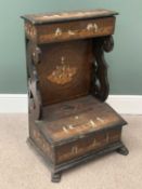 19th CENTURY EUROPEAN, POSSIBLY NORTHERN ITALIAN, PRAYER LECTERN/BIBLE BOX, in various woods,