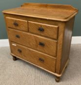 VICTORIAN SCUMBLED PINE RAILBACK CHEST of two short over two long drawers, having embossed metal