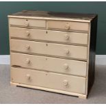 VINTAGE OAK PAINTED CHEST of two short over four long drawers, with turned wooden knobs, 98cms H,