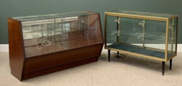 SHOP COUNTER DISPLAY CABINETS (2) to include a 5ft example in mahogany effect and sloped front