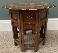 EASTERN BONE INLAID HARDWOOD FOLDING TABLE, 39cms H, 40 x 40cms top