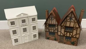 VINTAGE CARDBOARD "DOLLY VARDEN" HOUSE, 48cms H, 45.5cms W, 22cms D and a modern miniature