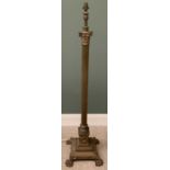 VINTAGE BRASS CORINTHIAN COLUMN STANDARD LAMP on a classical style wreath embossed stepped base,