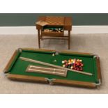 E G RILEY LTD SMALL SIZE TABLETOP SNOOKER TABLE, 4ft 4ins, oak framed, baize covered slate bed,