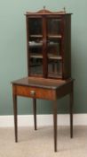 MAHOGANY SINGLE DRAWER READING TABLE with bookcase top, twin glazed doors with interior adjustable