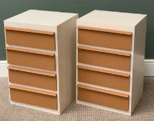 PAINTED MID CENTURY FOUR DRAWER CHESTS, A PAIR, 72cms H, 46cms W, 42cms D