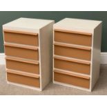 PAINTED MID CENTURY FOUR DRAWER CHESTS, A PAIR, 72cms H, 46cms W, 42cms D