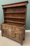 CIRCA 1830 ANGLESEY OAK & PINE DRESSER having a three shelf upper rack with wide backboards and