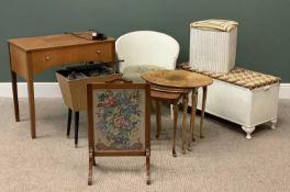 VINTAGE FURNITURE PARCEL (6) to include a loom type blanket chest, curved back bedroom chair and