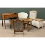 VINTAGE FURNITURE PARCEL (6) to include a loom type blanket chest, curved back bedroom chair and