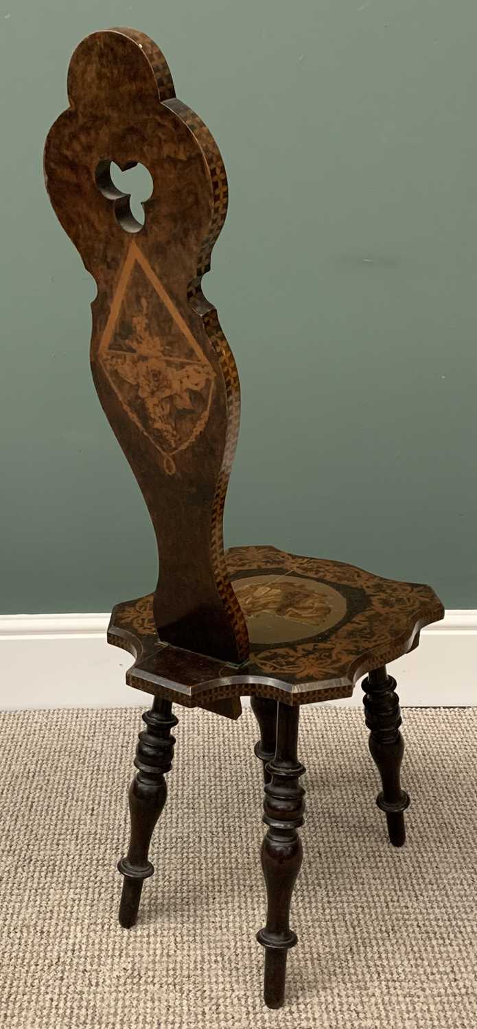 ANTIQUE SPINNER'S CHAIR having almost all over stencilled detail and applied Victorian scraps to the - Image 3 of 3