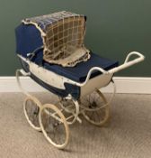 ROADLEYS SILVER CROSS DOLL'S PRAM with canvas hood and cover, in little used condition, 62cms H (