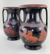 LARGE & RARE PAIR OF SWANSEA DILLWYN ETRUSCAN POTTERY PELIKE VASES 1847-1850 of Classical Italo-