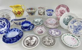 WELSH POTTERY GROUP mainly Swansea, including 'Troubador' transfer cup and saucer, Dillwyn 'Amoy'