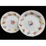 PAIR OF NANTGARW PORCELAIN PLATES, painted formally with arrangement of trailing flowers and centred