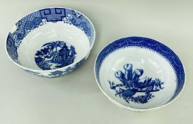 TWO SWANSEA CAMBRIAN PUNCH / FRUIT BOWLS blue and white transfers 'Fern Tree' and 'Prince of Wales