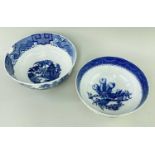 TWO SWANSEA CAMBRIAN PUNCH / FRUIT BOWLS blue and white transfers 'Fern Tree' and 'Prince of Wales