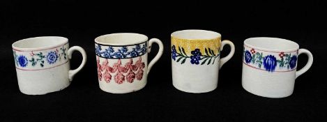 FOUR VARIOUS LLANELLY POTTERY SPONGEWARE MUGS (4)Provenance: private collection CardiffComments: