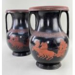 LARGE & RARE PAIR OF SWANSEA DILLWYN ETRUSCAN POTTERY PELIKE VASES 1847-1850 of Classical Italo-