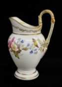 SWANSEA PORCELAIN CABARET CREAM JUG, of baluster form, with circular pedestal foot, upright collar