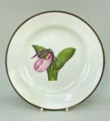 SWANSEA PEARLWARE BOTANICAL PLATE, decorated by Thomas Pardoe botanical study of 'Two Leaved
