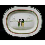 LLANELLY POTTERY DUTCH BOYS PLATTER the children in a landscape with two windmills beyond, within