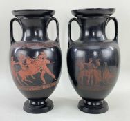 RARE PAIR OF SWANSEA DILLWYN ETRUSCAN POTTERY PELIKE VASES 1847-1850, of Classical Italo-Greek