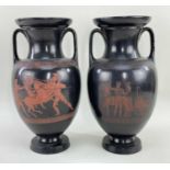 RARE PAIR OF SWANSEA DILLWYN ETRUSCAN POTTERY PELIKE VASES 1847-1850, of Classical Italo-Greek