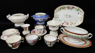 LARGE GROUP OF WELSH PORCELAINS & OTHER ITEMS, including Swansea porcelain tureens, Swansea teacups,